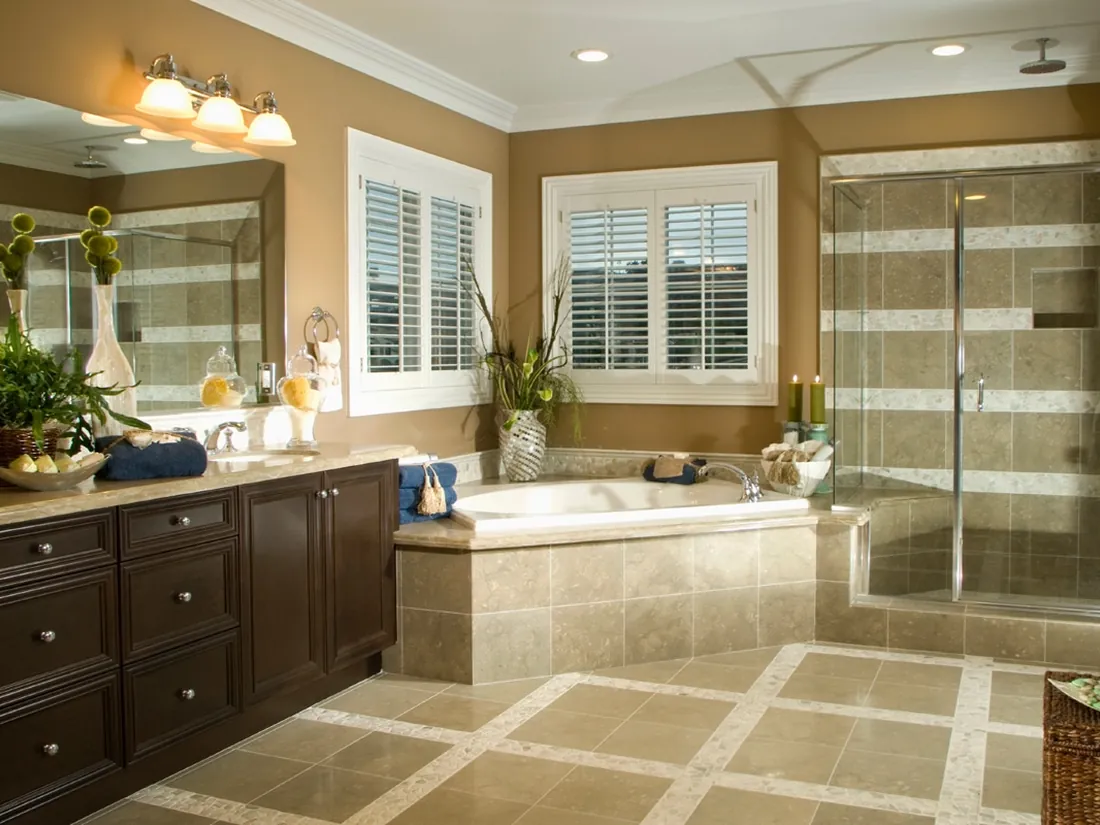 Full bathroom remodel with tile floor and glass shower